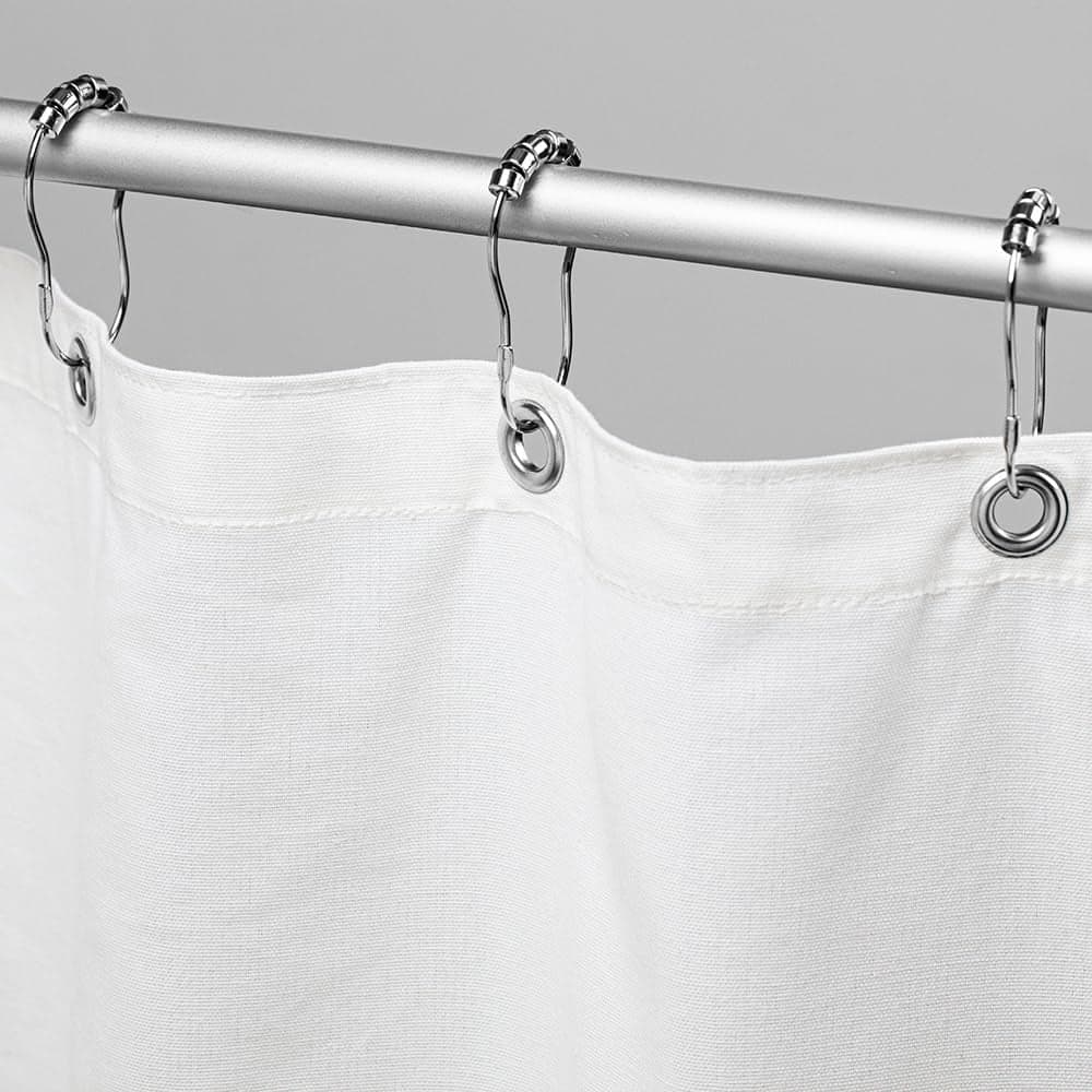 Bean Products Premium 36 x 74 Stall Shower Curtain Natural Durable and Breathable Cotton Fabric Shower Curtain Perfect for Master Bath Tubs Guest Bathrooms and Dorms White