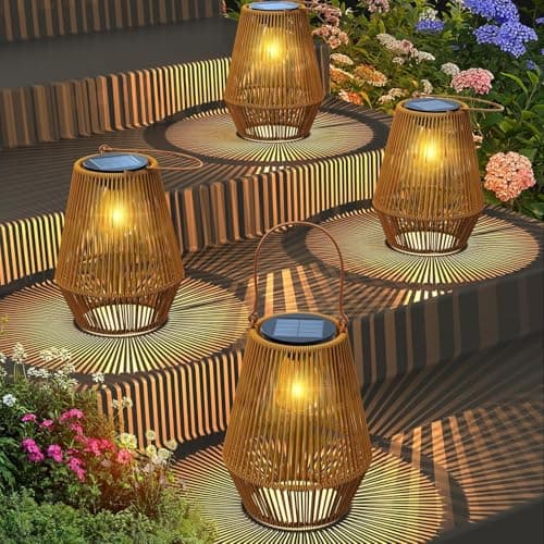 Solar Lanterns, KagoLing Solar Lanterns Outdoor Waterproof Gifts for Women Hanging Lights Outdoor Waterproof Lamp Lights Decoration for Outside Garden,Yard,Patio,Porch,Trees,Lawn,Pathway Decor, 4 Pack