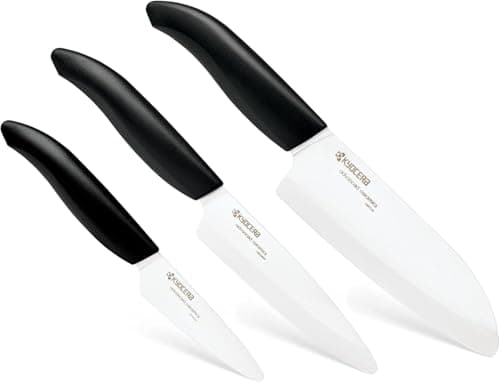 Kyocera FK-3PC BK 3Piece Advanced ceramic Revolution Series Knife Set, Blade Sizes: 5.5", 4.5", 3", Black