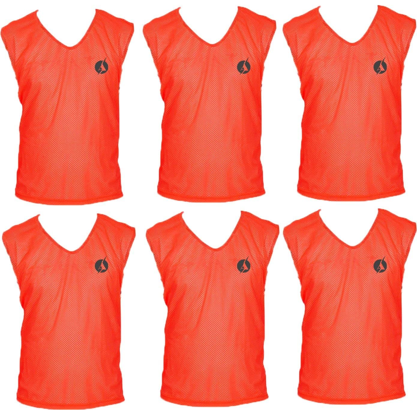 SAS Sports Training Bibs Scrimmage Vests Pennies for Soccer Set of 6 (Orange, M)