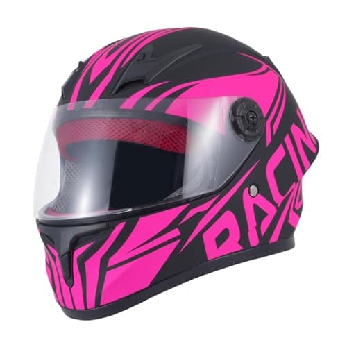 TTMiku Kids Full Face Motorcycle Helmet DOT Approved Child ATV Dirt Bike Electric Bike 4Wheeler Quad GoKart Street Racing Helmet for Boys Girls Pink Large
