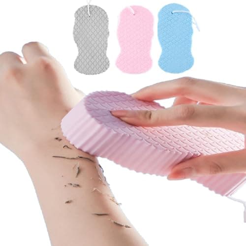 MULPG Magic Exfoliating Bath Sponge,3D Super Soft Exfoliating Bath Sponge,Remover Dead Skin for Adults Children and Women,Reusable (3 PCS-Blue+Pink+Gray)