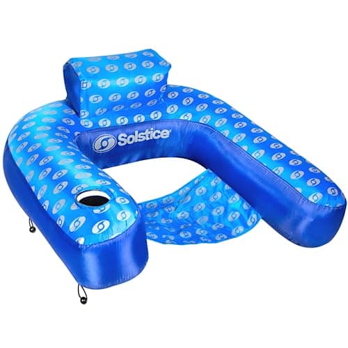 SWIMLINE SOLSTICE ExtraLarge Fabric Covered USeat Pool Float USeat Lounger Raft For Adults Kids I Comfortable Sling Seat Back Rest Cup Holder QuickDry Cover For Adult Or Kid Floating