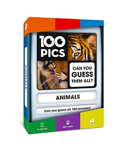 100 PICS Animals Travel Game Guess 100 Animals Flash Cards with Slide Reveal Case Card Game Gift Stocking Stuffer for Kids and Adults Ages 6