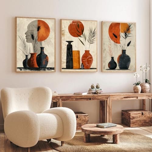 Gamya Boho wall Art Paintings Modern Art Framed Wall Painting for Living Room Bedroom - Wall Posters | Paintings with Frame Set of 3 (14x18 Inches) (Art 3)