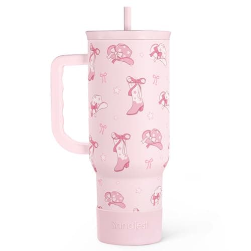 Cowgirl 40oz Slider Tumbler with Handle and Straw - Insulated Stainless Steel Travel Coffee Mug for Women Girls, Gift for Birthday, Christmas