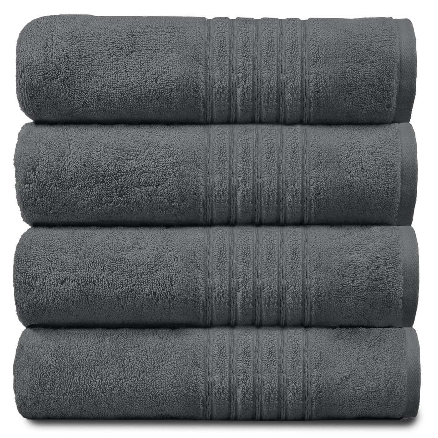 GC GAVENO CAVAILIA New Hampton Hand Ultra Soft Extra Absorbent Pack of 4 Luxury Towel Set 100 Ringspun Cotton Egyptian Charcoal 50x80 Cm