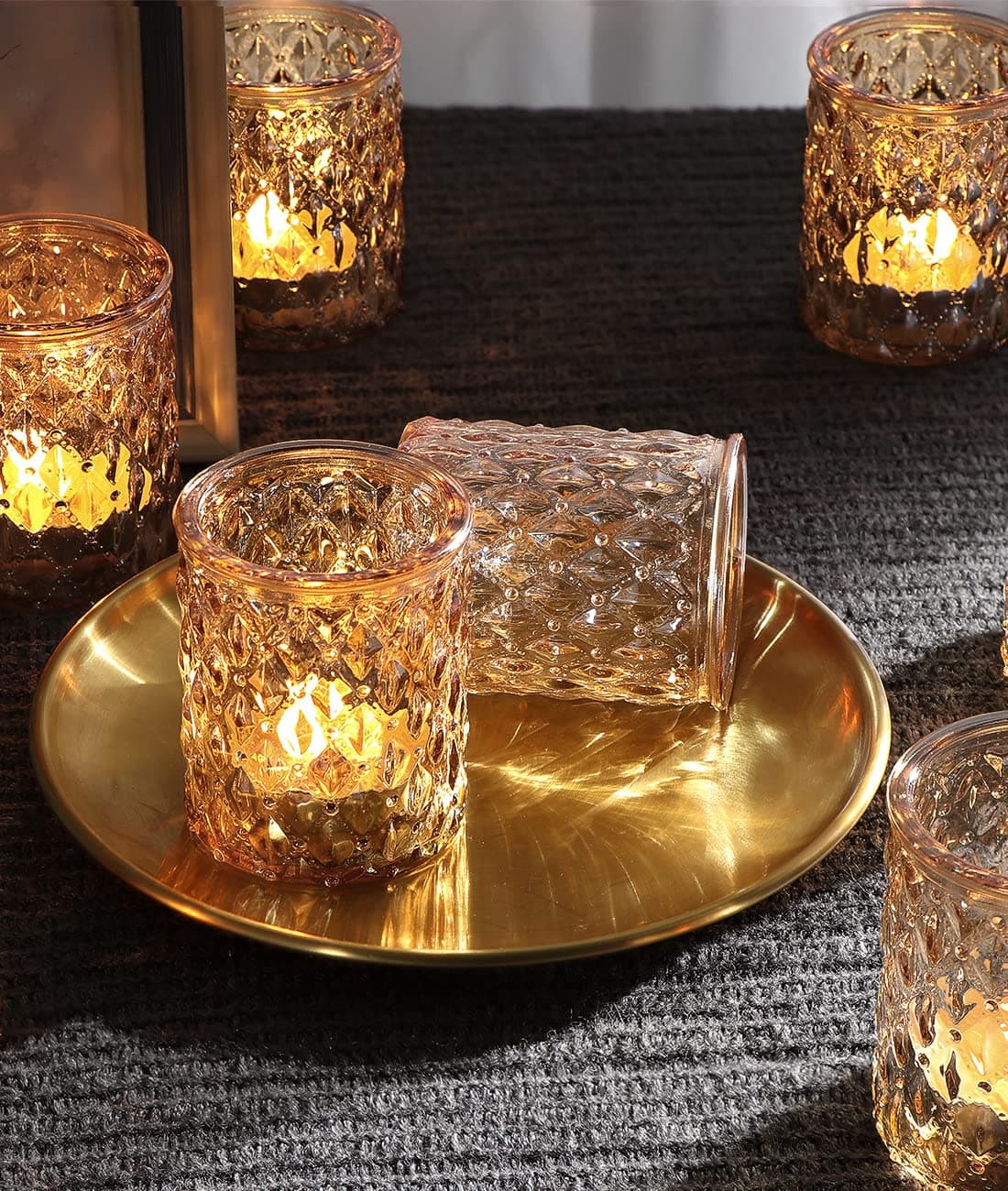 36pcs Gold Votive Candle Holders Tealight Candle Holder Glass for Diwali Gold Candle Holders for Wedding Table Centerpiece Bridal Shower Home Parties Supplies Decor