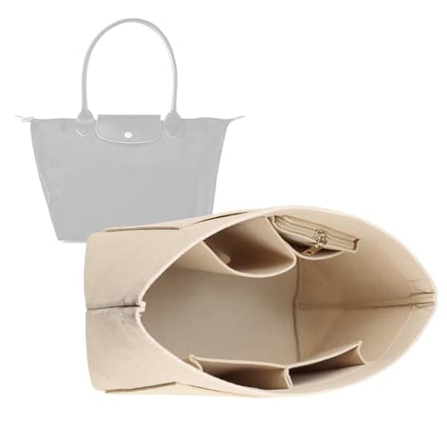 Lckaey Purse Organizer Insert for Longchamp Le Pliage Neo Handbags Long champ Insert Organizer 1012beige-M
