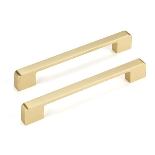 Lepatape 10 Pack 6-1/4 Inch Brushed Gold Cabinet Pulls, Brass Dresser Drawer Pulls for Kitchen Cabinet Hardware
