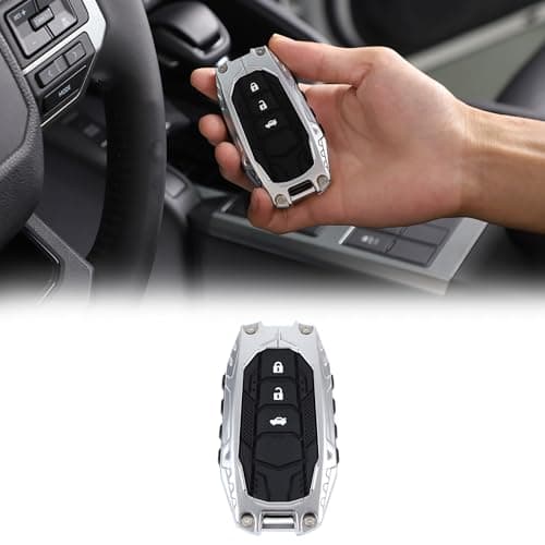 Heutamo Key Fob Cover Compatible with Toyota Land Cruiser 250 Prado J250 LC250 2024 2025 Accessories, Zinc Alloy Protection Key Fob Case Cover (Silver)