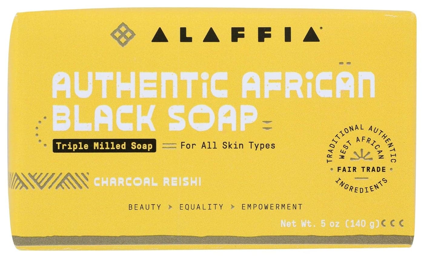 ALAFFIA Charcoal Reishi Authentic African Black Soap 5 OZ