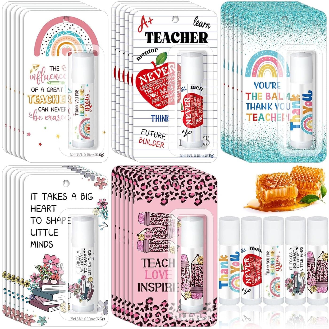 Teacher Appreciation Gifts Bulk Lip Balms Teacher Week Employee Coworkers Team Thank You Gift Honey Flavor Balm Inspirational Motivational Graduation Party GiftsTeacher