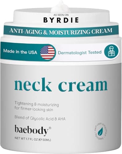 Baebody Firming Neck Cream with AHAs, CoQ10, Glycolic Acid, Green Tea for Sagging Skin, Fine Lines, Wrinkles, 1.7 Fl Oz