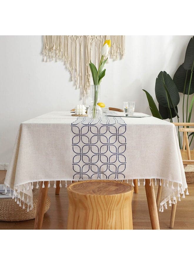1-Piece Table Cloth Set White/Black