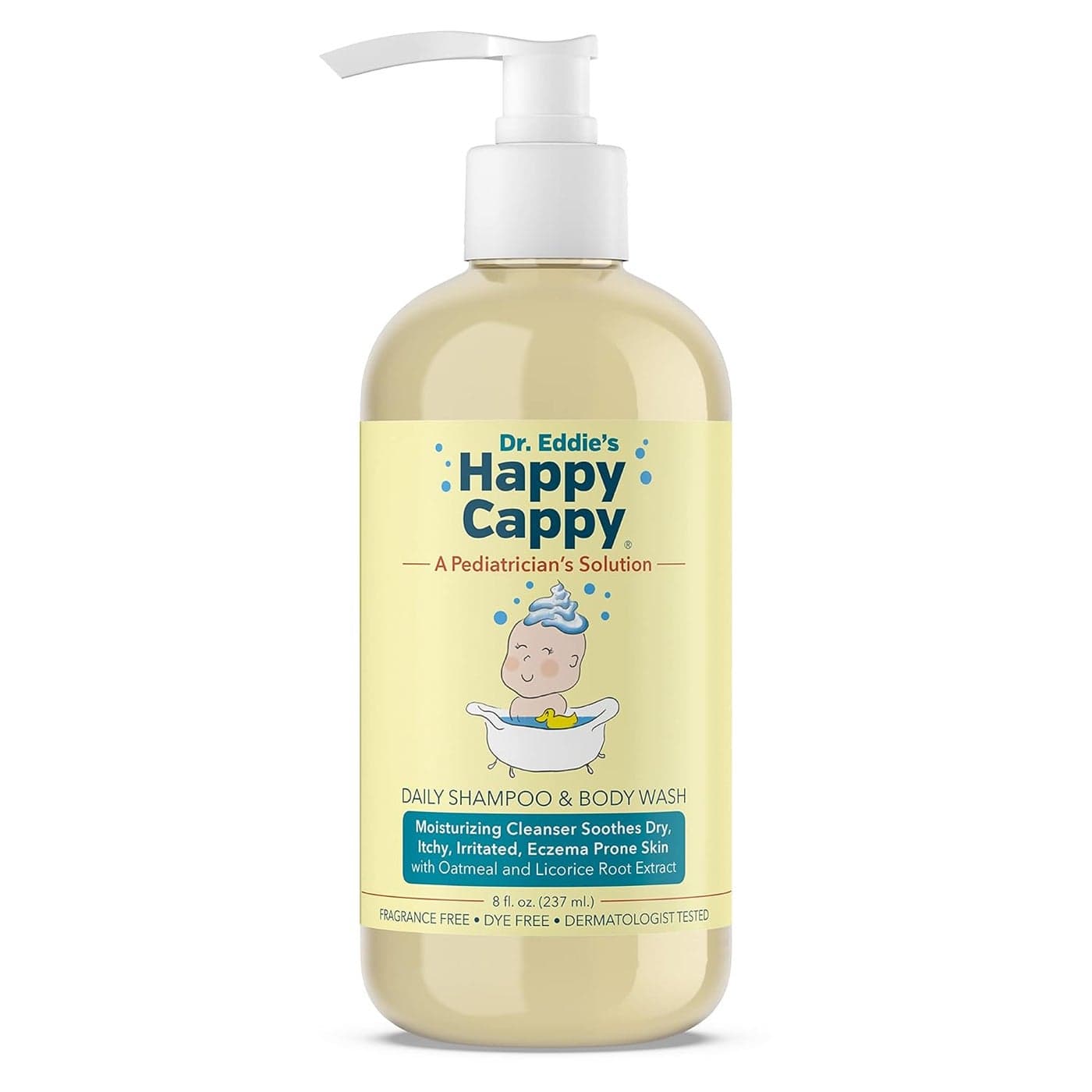 Happy Cappy Baby Shampoo and Body Wash Shampoo Body Wash for EczemaProne Skin For Infants Toddlers Kids Reduces Itching and Redness Dermatologist Tested Fragrance Free 8 fl oz