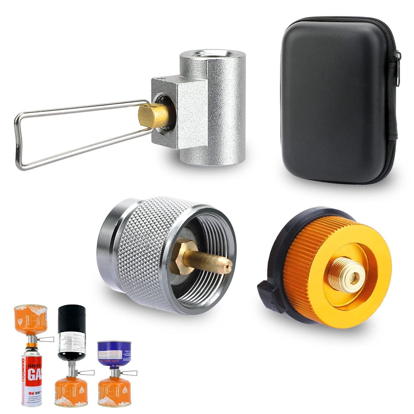 SAN LIKE 3PCS Camping Stove Gas Adapter Propane Isobutane Butane Refill Gas Adapters Set Propane to Butane Adapter Outdoor Camp Fuel Canister Adapter Conversion