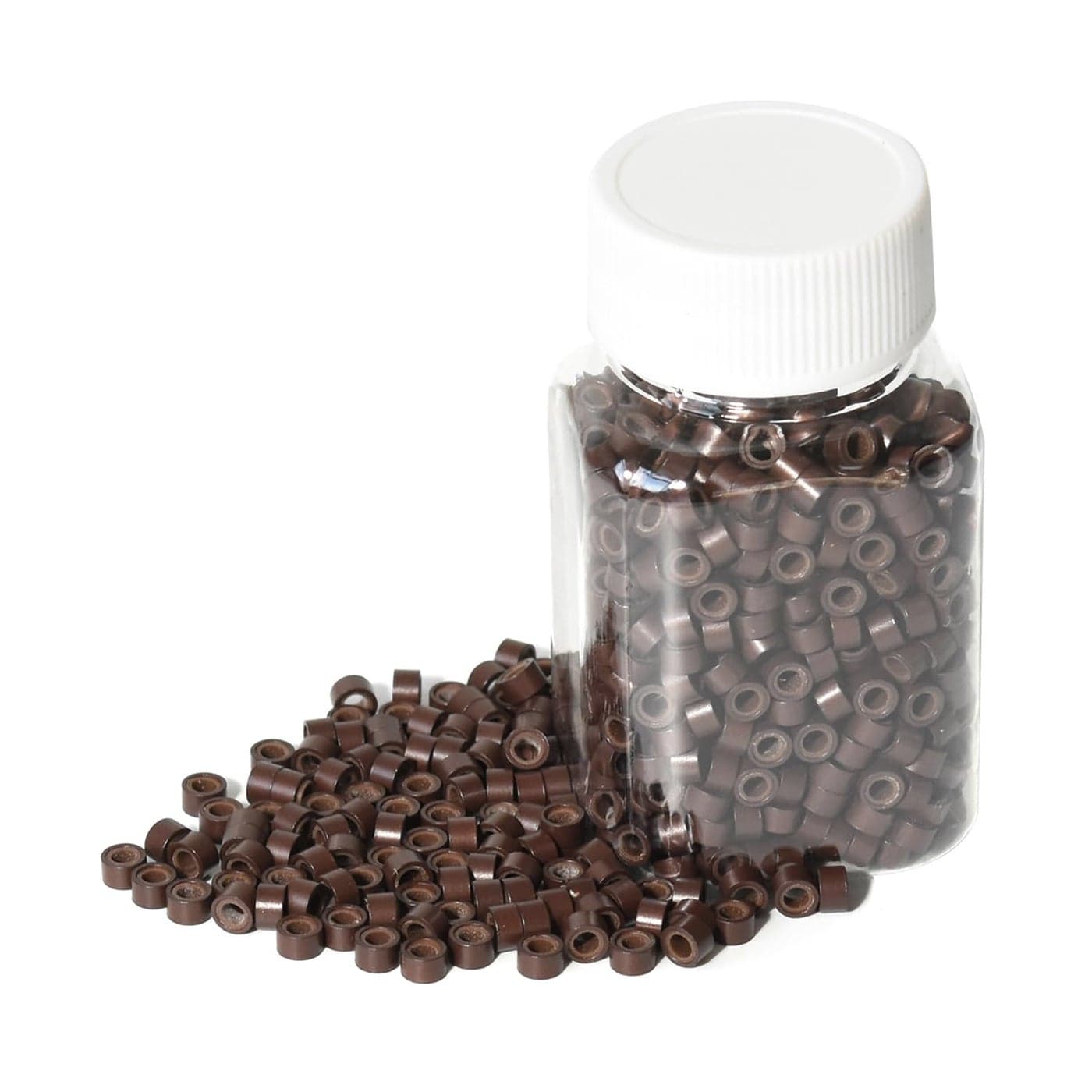 1000 Pcs 50 mm Silicone Lined Micro Links Rings Hair Extensions Beads Silicone Lined Beads for Human Hair Extensions and Feather Extensions Brown