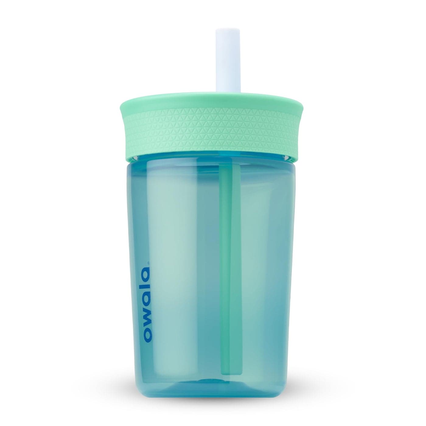 Owala Kids BPAFree Plastic Tumbler with Spill Resistant Flexible Straw Easy to Clean Kids Water Bottle Great for Travel Dishwasher Safe 15 Oz Teal and Aqua The Blues