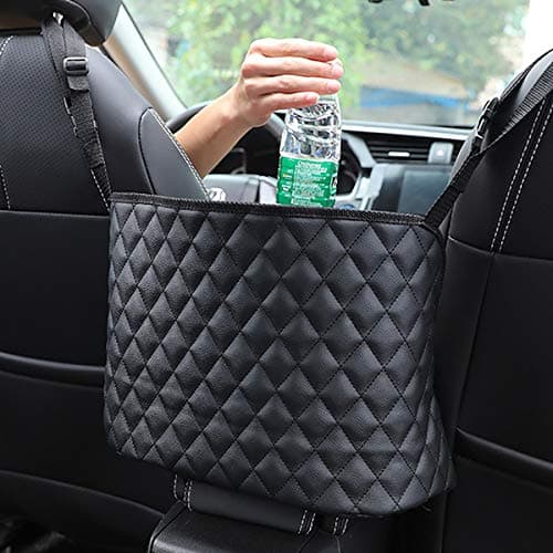 ANLEM Car Net Pocket Handbag Holder with Diamond, Bling Driver Storage Netting Pouch, Handbag Holder Front Seat Storage, Barrier of Backseat Pet Kids, Car Purse Storage & Pocket (Black with Diamond)