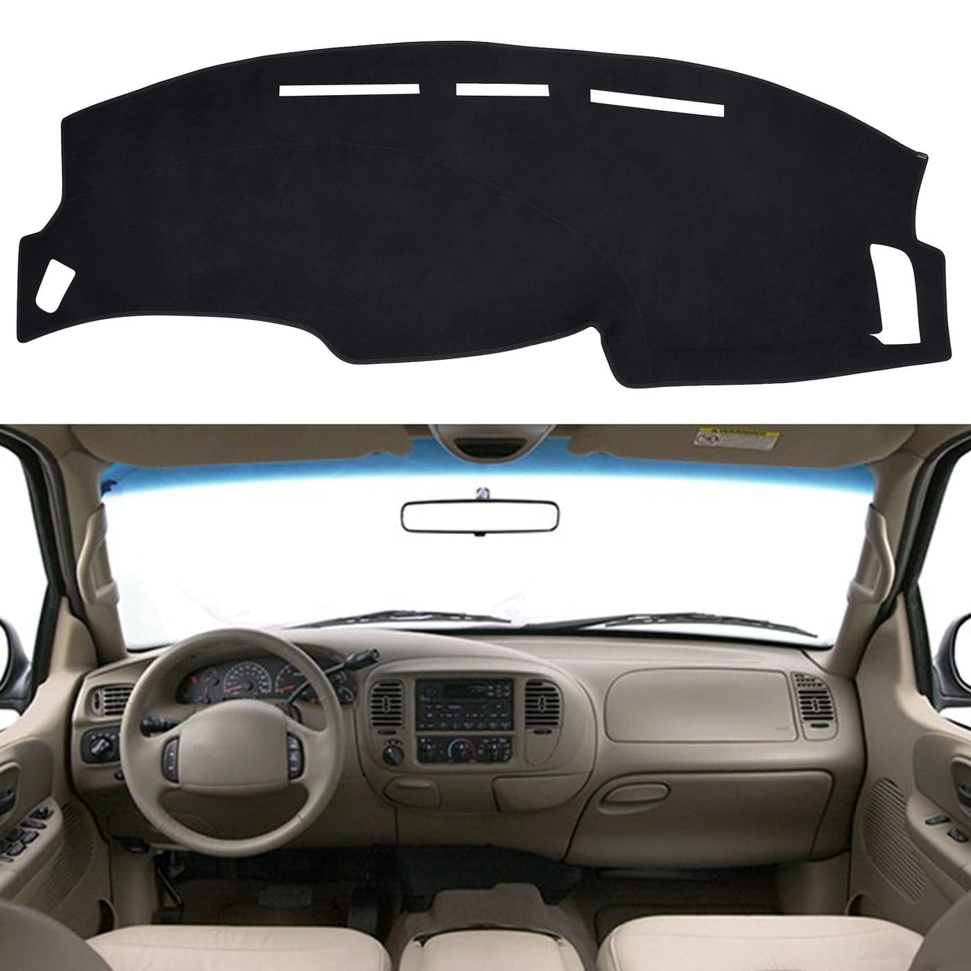 SPEEDWOW Dashboard Dash Board Cover Mat Carpet Compatible with Ford F150 19972003 Without Climate SensorLight Sensor
