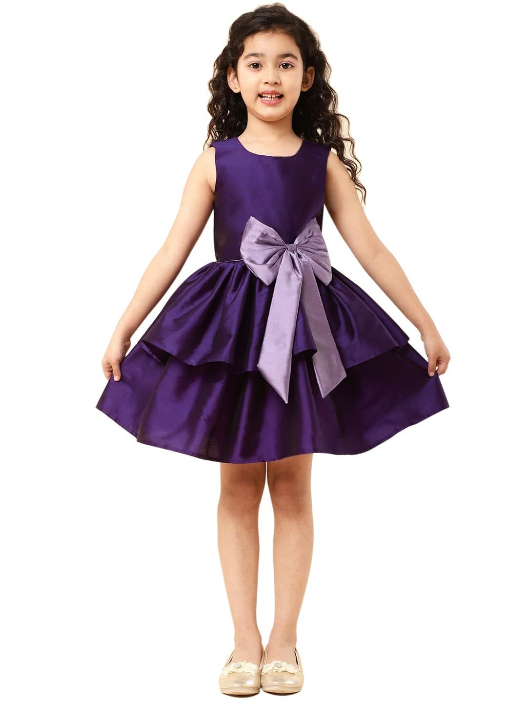 A.T.U.N. (ALL THINGS UBER NICE) Girl's Synthetic Skater Knee-Length Dress (GDRS CAM PRM_Purple-Mauve_7-8 YR)