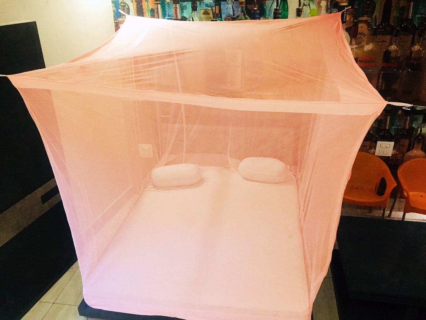 Divayanshi Polycotton Insect & Fly Protection Durable Foldable Machardani Mosquito Net for Bed (Peach, 6.5 x 6.5 ft)
