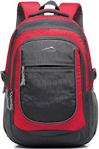 ProEtrade Backpack Bookbag for College Sturdy Travel Business Hiking Fit Laptop Up to 15.6 Inch Multi Compartment Gifts for Men Women Night Light Reflective (red)