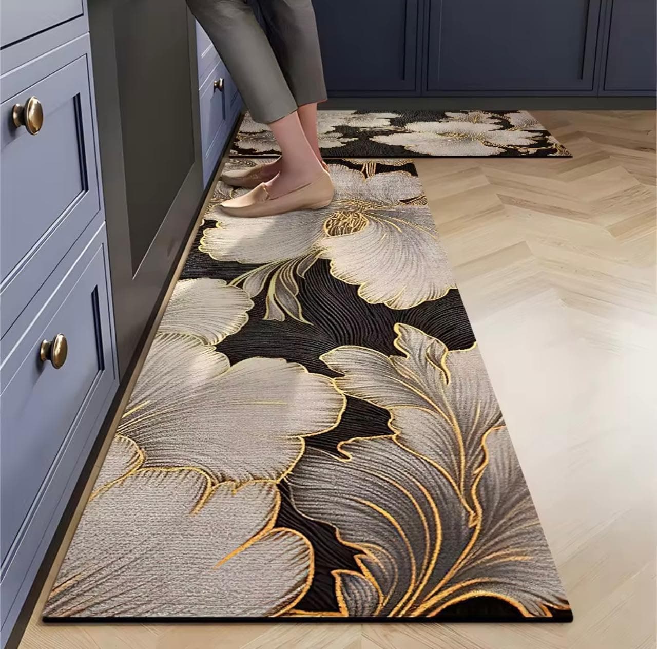 Deoxys Kitchen Rug Set 2 Piece Non Slip and Anti Fatigue Kitchen Mat Washable Mats and Rugs for KitchenHallway Runner Set Dining Room Entryway and Home Decoration Office