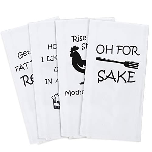 Michael Grace Gifts Cotton Kitchen Towel Decorative Set - Funny Hand, Dish or Tea Towels for Any Decor, Gift for Housewarming, Hostess, Christmas, Mothers Day, Birthday