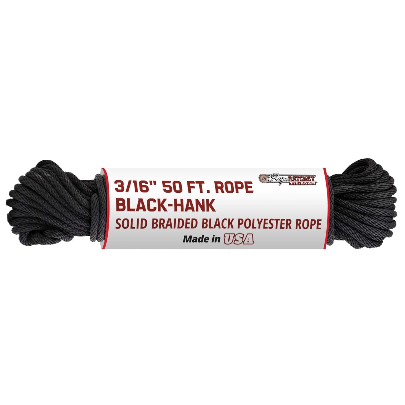 Rope Ratchet 316 50 ft Braided Polypropylene Utility Cord Weather Resistant Indoor Outdoor for Gardening DIY Projects Securing Loads Binding Knot Tying Tarp Use 110 lb Capacity Black