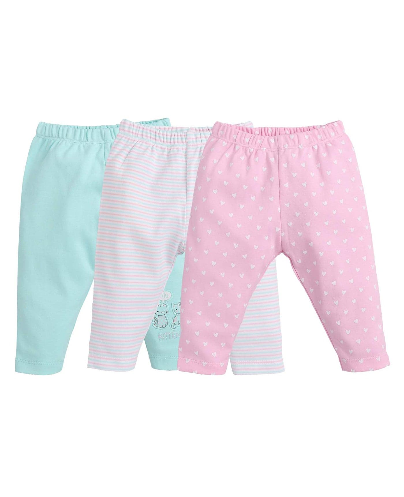 BABY GO Girls Mid Rise Cotton Graphic Relaxed Track Pants Pack of 1 (Gobs20-2497-0/3M-Pinkk_Pink_0-3 Months)