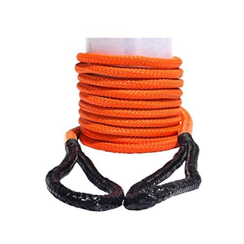 QIQU Kinetic Recovery & Tow Rope Heavy Duty Vehicle Tow Strap Rope for Truck ATV UTV SUV Snowmobile and 4x4 Off-Road Recovery 3 Size to Choose(1/2’’/3/4’’/1’’) 3 Color (1/2''x20', Orange)