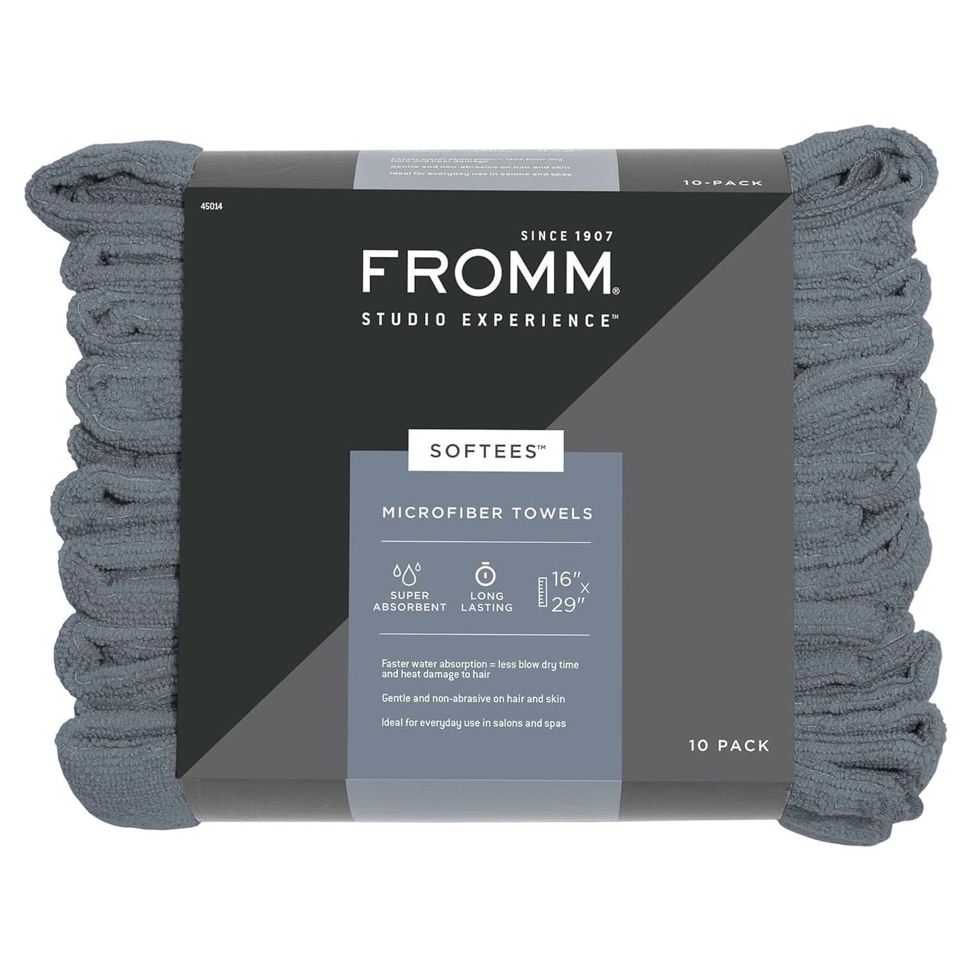 Softees Microfiber Salon Hair Towels for Hairstylists Barbers Spa Gym in Granite Blue 16 by 29 10 Count Perfect Hair Care Towel for Drying Curly Long Wavy Hair
