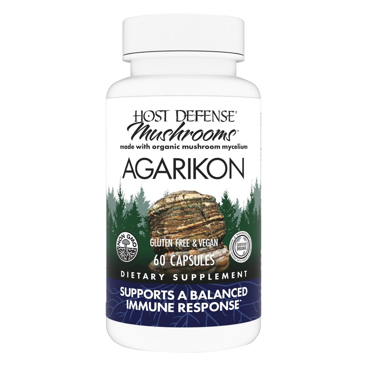 Agarikon Capsules Immune System Support Supplement Mushroom Supplement to Aid Immune Functions Cell Strength Herbal Dietary Supplement 60 Capsules 60 Servings
