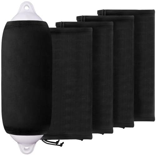 Boat Fender Covers 8x22 Fender Covers Marine Boat Bumper Sleeves for Twin Eye Center Rope Tube Style Fenders Black 4Pack Polyester Boat Fender Not Included