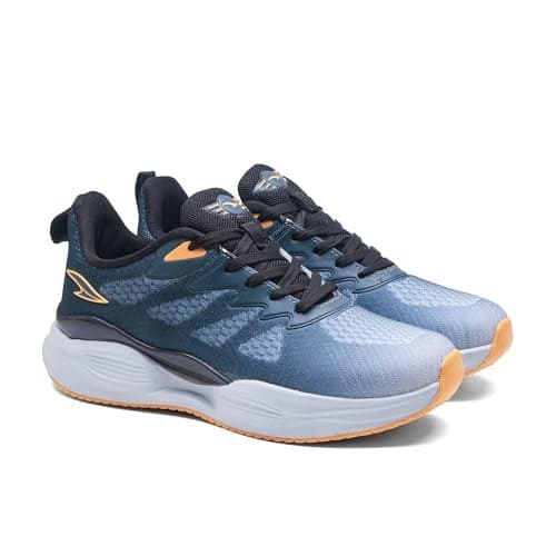 ASIAN NAVIGATOR-03 Men s Running Shoes | Stylish Sports & Training Shoes with Breathable Knit Upper, Cushioned Midsole, Shock Absorption & Lightweight Boys Shoes(LGRYBLK)-UK 8