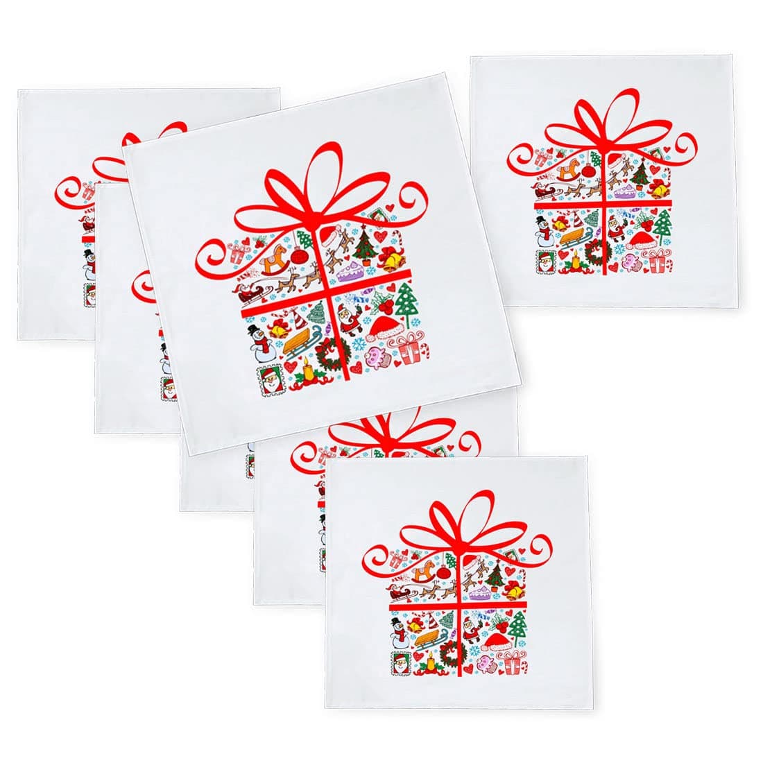 Khakee 6 Pcs Christmas Theme Silk Table Napkins 10x 10 for Xmas Decoration Christmas OrnamentsChristmas Giftxmas21755
