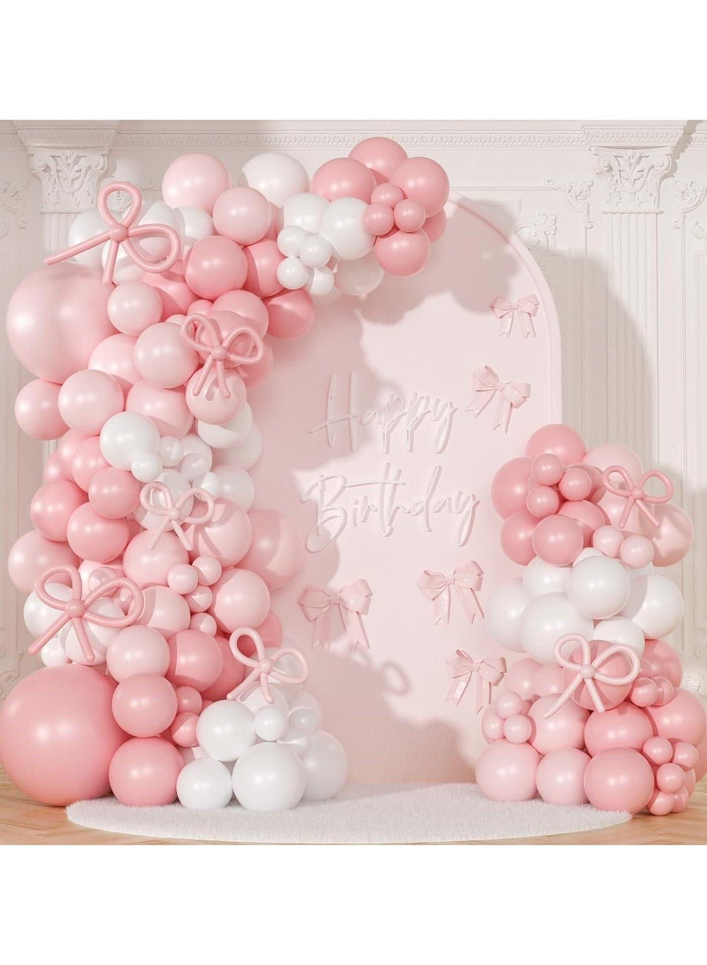 Pink and White Balloon Kit, Light Pink White Balloons Pink Confetti Latex Balloons for Wedding Party Decorations