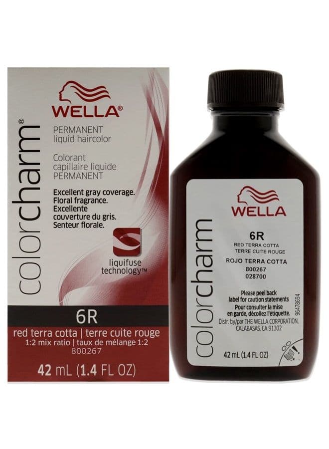 Permanent Liquid Hair Color for Gray Coverage 6R Red Terra Cotta, 1.4 Fl Oz