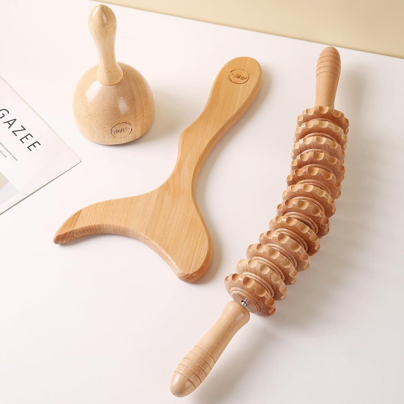 AKPC Wood Therapy Massage Set 3 in1 Professional Maderoterapia Kit Lymphatic Drainage Massager Body Sculpting AntiCellulite