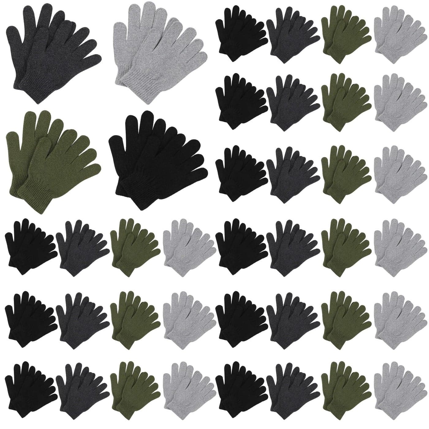 Handepo 100 Pair Winter Gloves Bulk Warm Knitted Stretchy Gloves with Multicolor for Unisex Men WomenBasic Color