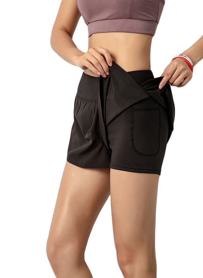 Elasticated Contrast Detail Shorts Black