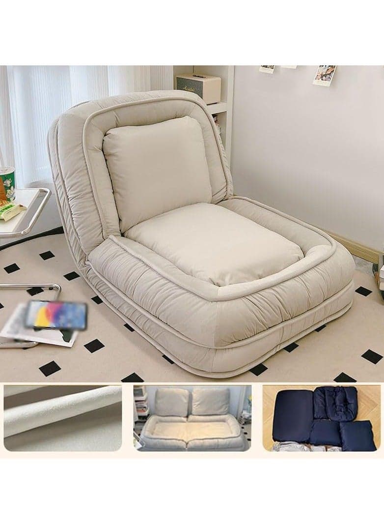 Convertible Folding Lazy Sofa with 5-Level Adjustment, Soft Padded Bean Bag for Adults - Perfect for Bedroom, Living Room, and Office
