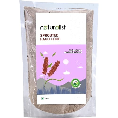Naturalist by Avany Organics 1 Kg Sprouted Ragi Flour (Madua/Nachni aata) | 100% Natural | Fibre, Protein and Iron Rich Healthy Meal | Nutrient-rich food | Finger Millet Flour- 1 Kilogram