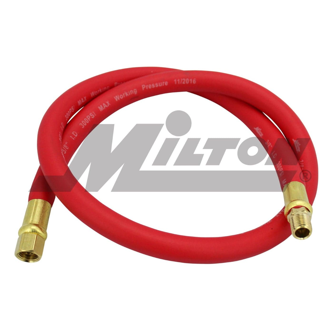 Milton 27603LH Air Leader Hose 38 x 3 ft Rubber Hose 14 NPT Brass Ends 300 Max PSI