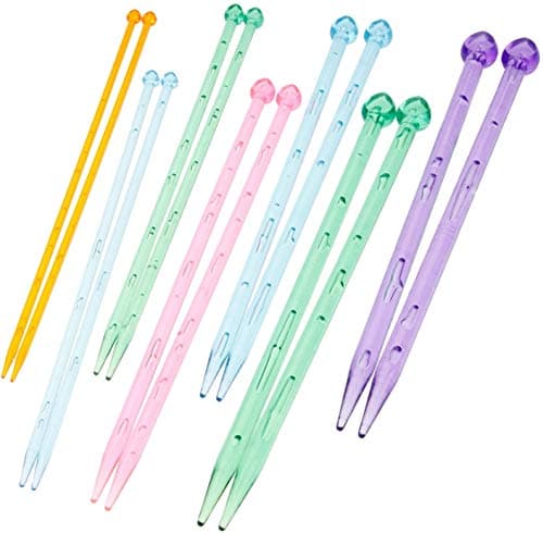 Hicello 14 PCS7 Pair Multicolor Plastic Crystal Knitting Needles Weaving Tool Acrylic Crystal Knitting Tools Acrylic Needle for Scarf Sweater Length 26cm1035IN