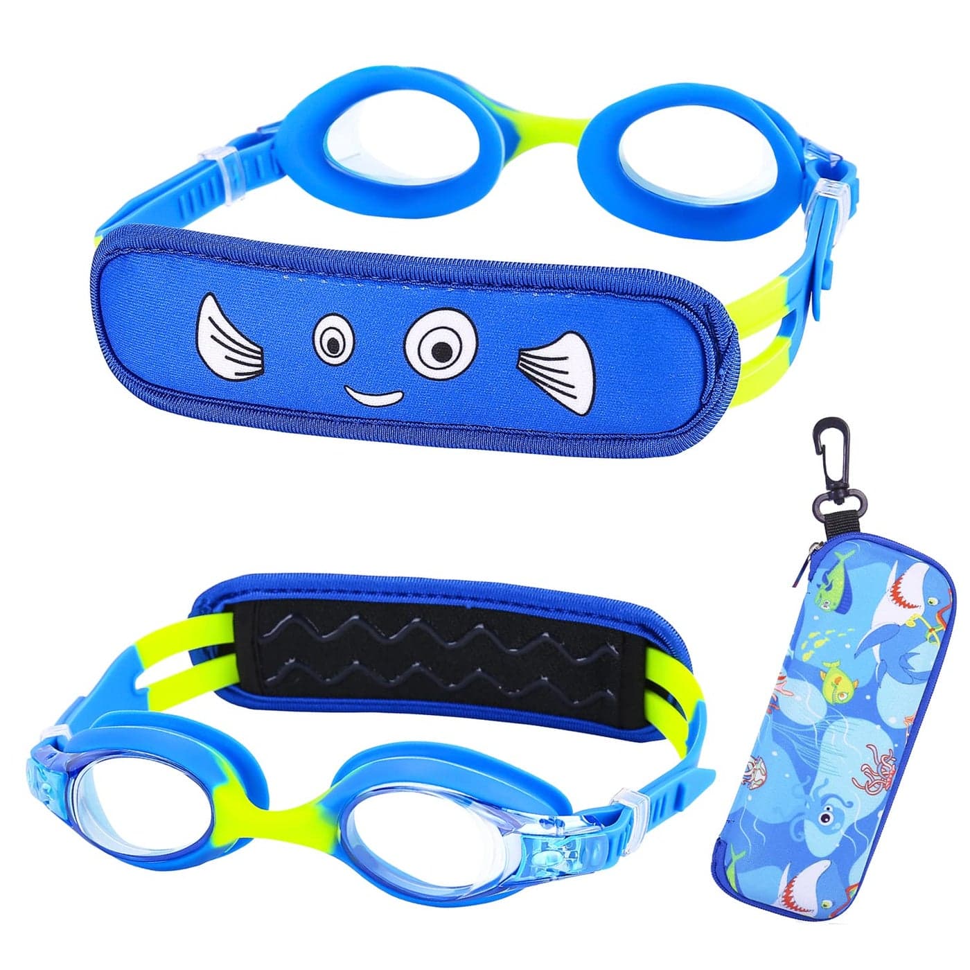 RUIGAO Swim Goggles 2/3/4/5 Year old, Toddler Goggles No Hair Pull, Goggles Kids 3-6,Blue Swimming Goggles Boys