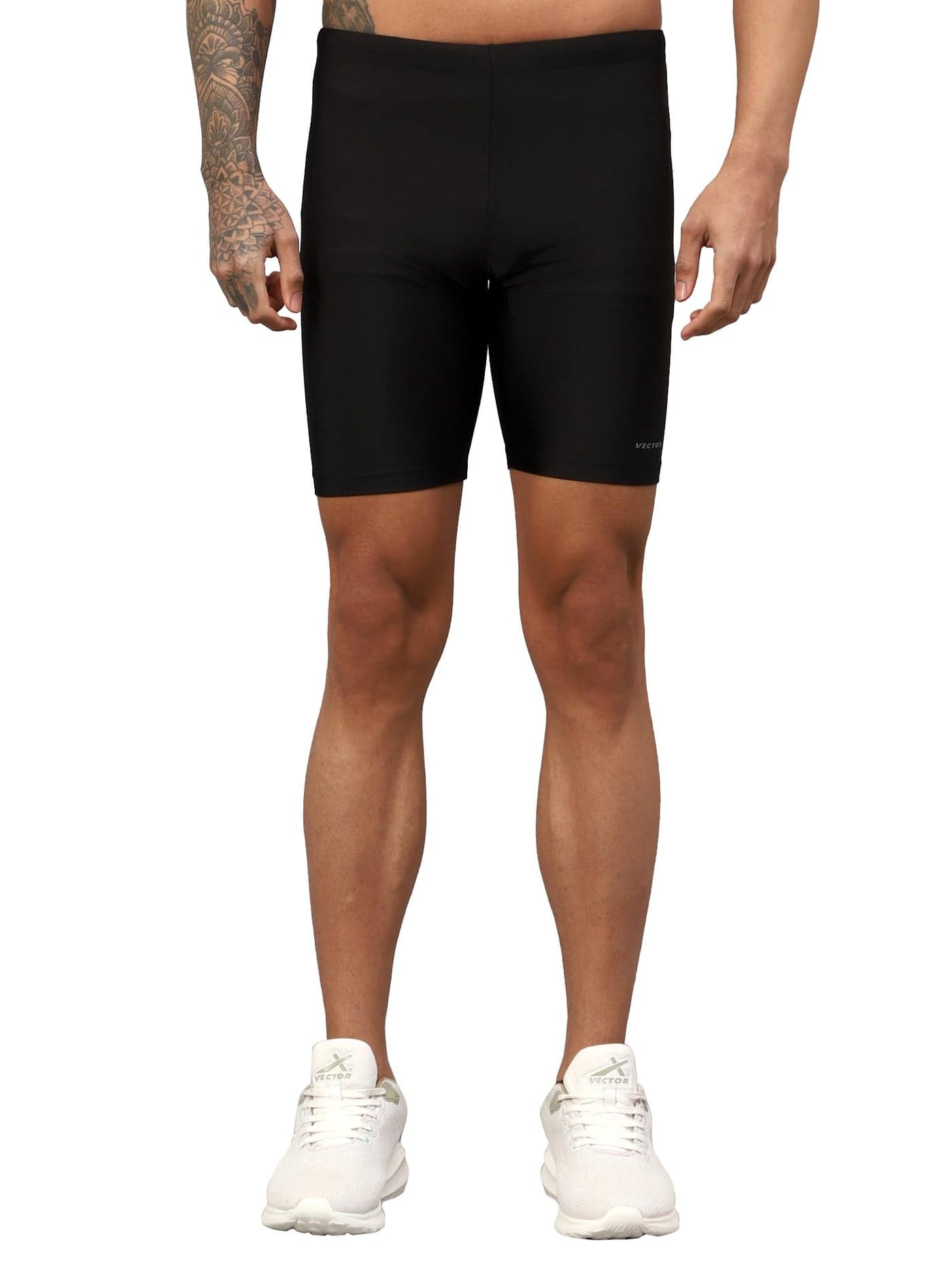 Vector X OMS-267 Men's Multi-Sports Compression Shorts Half Tights (Nylon) Skin Fit for Gym, Running, Swimming, Cricket, Cycling, Basketball, Yoga, Football, Tennis, Badminton (Black, XL)