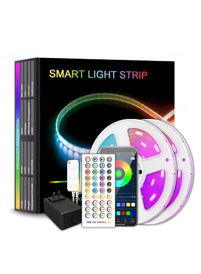 7.5M Bluetooth RGB LED Strip Lights - Music Sync LED Light Strip Controlled by Smart Phone APP - 450LEDs RGB LED Light Strips Full Kit with Remote Controller for Party, Living Room